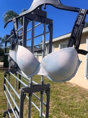 🔥 VS PINK Logo Strap Push-Up Bra - Blue Watercolor - 32D